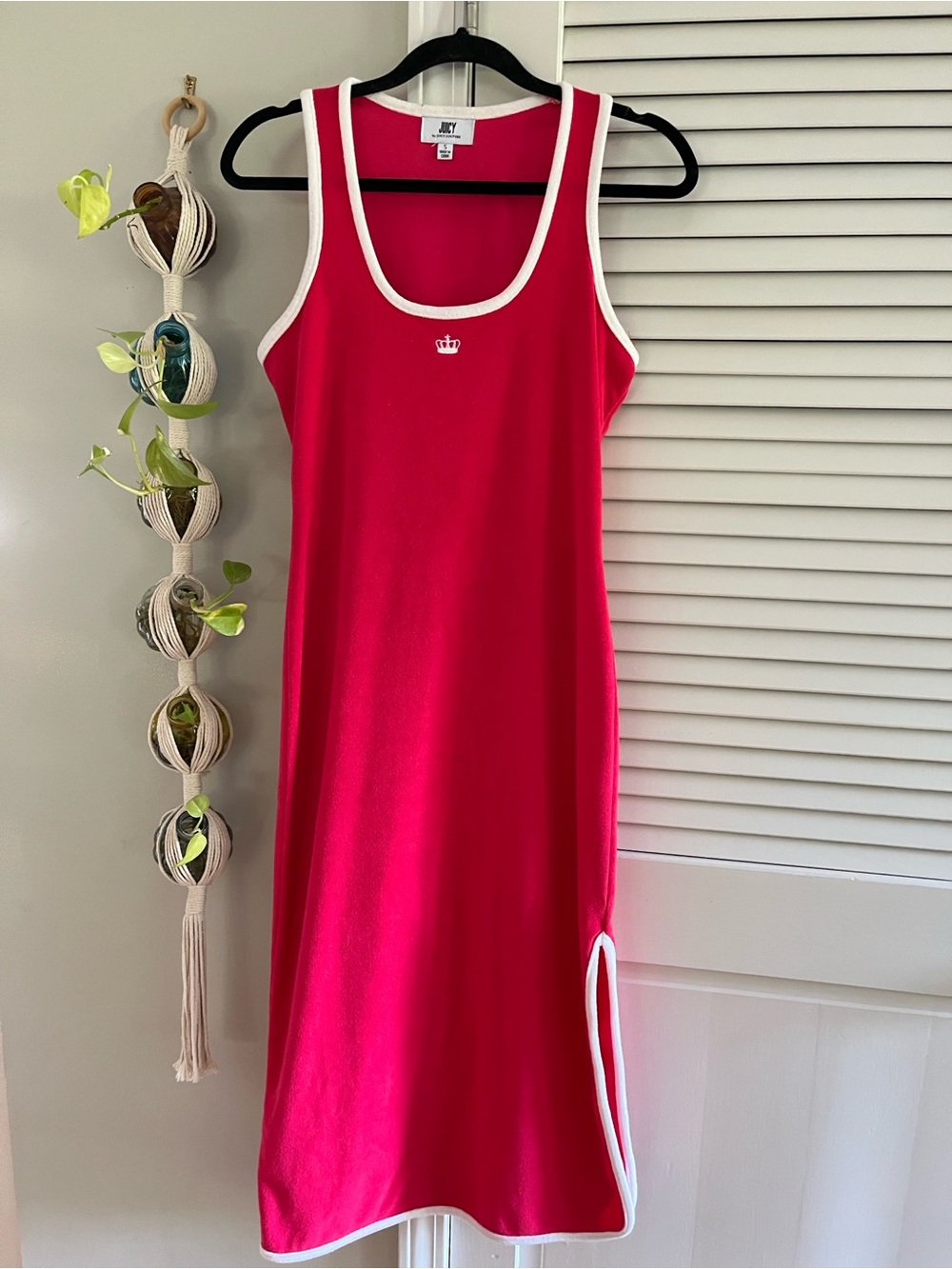 Juicy Couture Bright Pink Tank Dress with White Trim